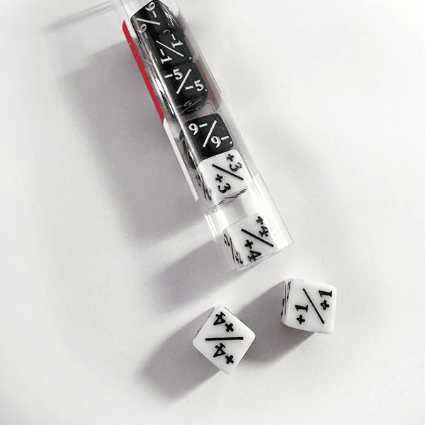 Central Dice – d6 Positivo/Negativo: Opaco Preto e Branco
