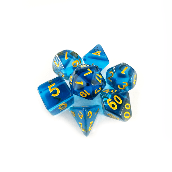 Central Dice – RPG: Translúcido Azul e Dourado